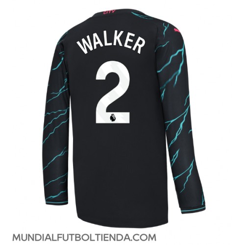 Camiseta Manchester City Kyle Walker #2 Tercera Equipación Replica 2023-24 mangas largas